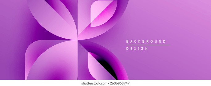 Abstract purple design features curved shapes radiating from center. Modern aesthetic, suitable for backgrounds, presentations.