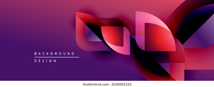 Abstract purple design features flowing ribbons, dynamic shapes. Modern background ideal for presentations, graphics.