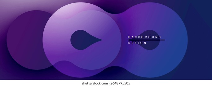 Abstract purple design features flowing shapes. Gradient colors create dynamic visual effect. Modern background suitable for various projects.