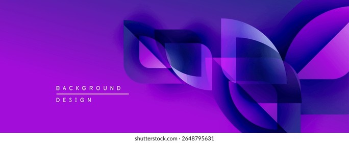 Abstract purple design features flowing shapes, gradients, dynamic composition. Modern background suitable for digital projects.