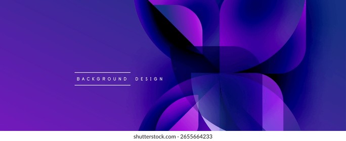O design abstrato roxo apresenta formas fluidas, gradientes. Fundo moderno ideal para projetos digitais, apresentações. Estética minimalista.