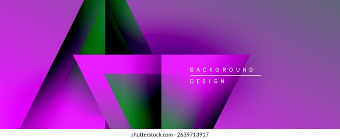 Abstract purple design features geometric shapes, gradients. Modern background with text elements, simple composition.