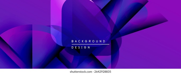Abstract purple design features geometric shapes, gradients, dynamic composition. Modern background suitable for digital projects.