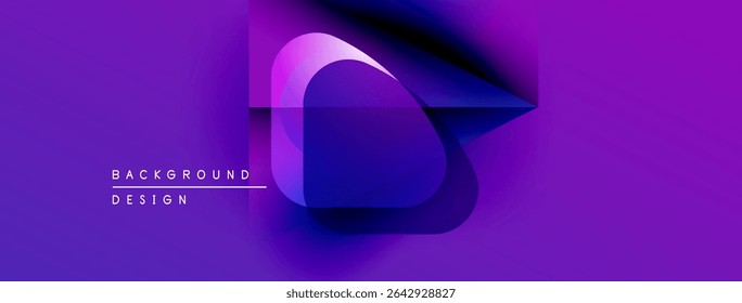 Abstract purple design features overlapping shapes, gradients. Modern aesthetic, vibrant colors create dynamic visual impact.