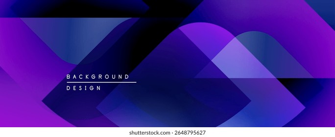 Abstract purple design. Overlapping shapes create dynamic gradient effect. Modern background suitable for digital projects.