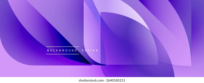 Abstract purple design. Smooth flowing shapes create modern background. Gradient colors add depth, visual interest.