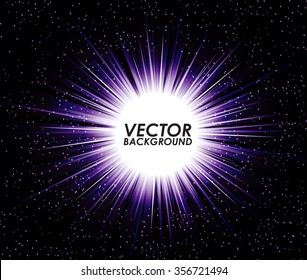 Abstract purple digital background design with a burst, lens flare. Vector illustration