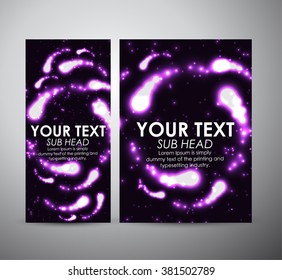 Abstract purple digital flare frame. Brochure business design template or roll up. 