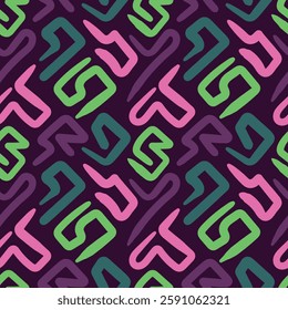 Abstract purple doodle square seamless pattern.