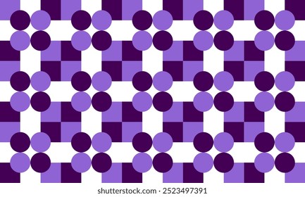 fundo de bloco de ponto roxo abstrato com bolhas, tom violeta e ponto redondo e quadriculado xadrez xadrez xadrez de várias camadas repete o padrão, imagem repleta, design para impressão de tecido