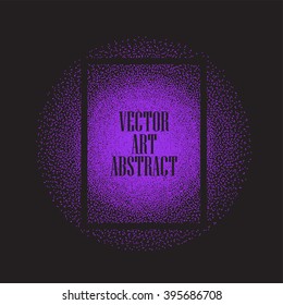 Abstract Purple Dots on Black background in black frame.