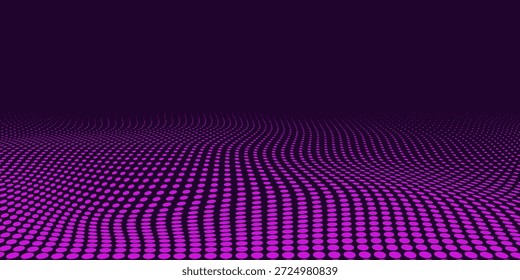 Abstrato roxo dinâmico linha ondulada textura pontilhada, fundo roxo escuro com espaço de cópia. Padrão de pontos simples futurista moderno. vetor