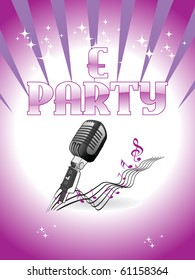 abstract purple e party background with musical object