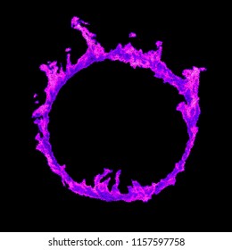  Abstract purple fire burning circle dotted on a black background. Vector illustration.