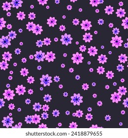 Resumen de un patrón floral púrpura pintado sobre la repetición púrpura oscura. envoltura y todas las impresiones. fondo de pantalla transparente