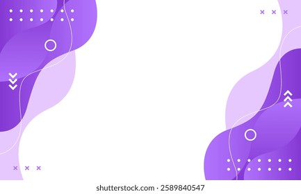 Abstract purple fluid wave background with geometric shapes. Modern dynamic wallpaper. Template banner background for sales, business, ads, events, web, pages, and others