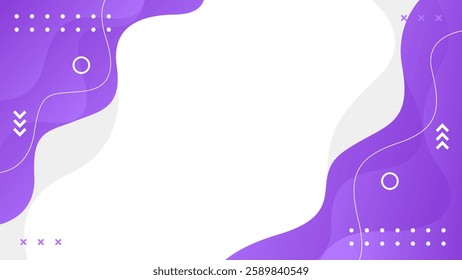 Abstract purple fluid wave background with geometric shapes. Modern dynamic wallpaper. Template banner background for sales, business, ads, events, web, pages, and others