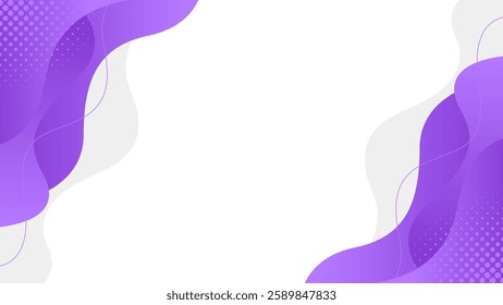 Abstract purple fluid wave background with halftone. Modern dynamic wallpaper. Suitable for banners, templates, sales, business, ads, events, presentations, web, and pages