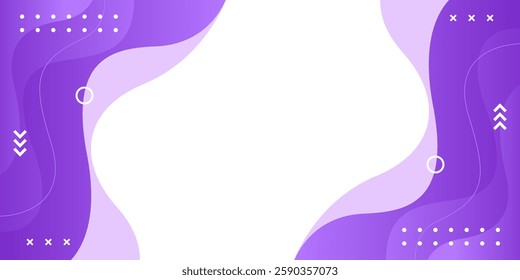 Abstract purple fluid wave background with geometric shapes. Modern dynamic wallpaper. Template banner background for sales, business, ads, events, web, pages, and others