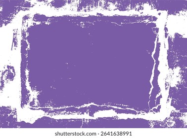 Abstract purple frame with distressed texture decorative background grunge design element for graphic art projects
