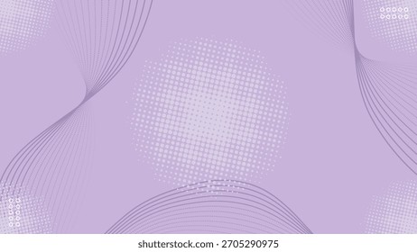 Fundo geométrico roxo abstrato com pontos de meio-tom e design de linhas onduladas. Ilustração de vetor