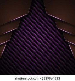 Abstract purple geometric background with shine linear elements and carbon texture