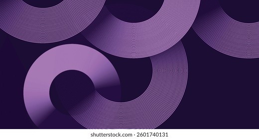 Abstract purple geometric lines on dark purple background. Modern purple background with glowing lines for business. Suit for cover, poster, banner, brochure, header, website
