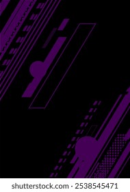 Abstract purple geometric shapes on black background.