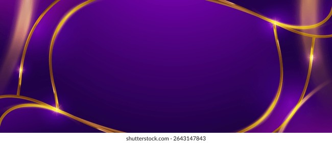 Abstract purple and gold background with elegant, curving lines