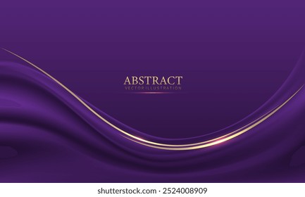 Abstract purple gold light luxury wave curve with blank space for text place design modern creative background vector illustration.