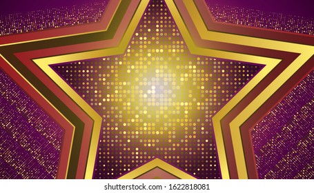 Abstract purple Gold Luxury Background with Glow star