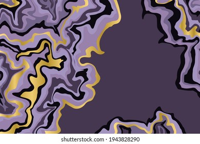 Abstract purple and gold pattern. Agate slice ripple texture imitation. Vector illustration.