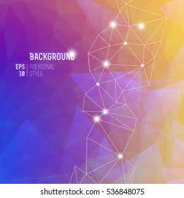 Abstract purple gradient art background with cobweb of lines and white headline vector illustration