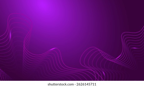 Fondo púrpura Abstractas del gradiente con la decoración de la línea de la curva, diseño del Vector