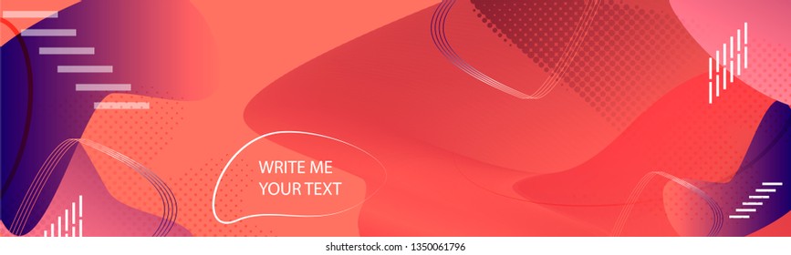 Abstract purple gradient background futuristic elements on living coral color banner geometric texture with lines in the style minimalism new