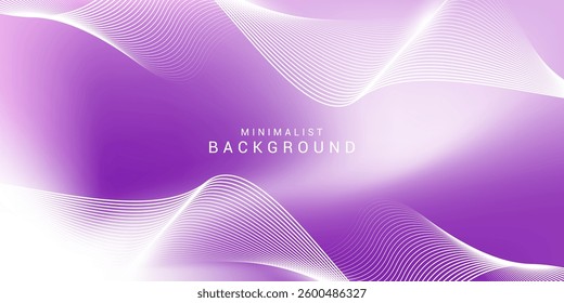 Abstract purple gradient background with shining lines waves. Minimalist background for banner, poster, cover, brochure, flyer, website
