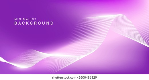 Abstract purple gradient background with shining lines waves. Minimalist background for banner, poster, cover, brochure, flyer, website