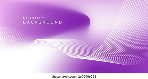 Abstract purple gradient background with shining lines waves. Minimalist background for banner, poster, cover, brochure, flyer, website
