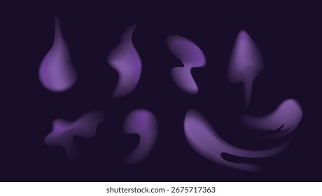 Abstract Purple Gradient Blob Vector Set | Magic Smoke Halloween Effect Shapes