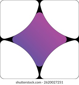 Abstract purple gradient diamond icon. suggesting artificial intelligence. Modern sleek design with black connecting elements. Symbol for AI technology, innovation, and futuristic concepts.