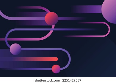 Abstract purple gradient geometric motion shapes illustration design. Stylish dynamic backdrop with neon form