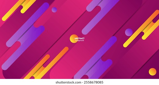 Abstract purple gradient illustration background with orange and purple rectangle pattern in 3D view. Dynamic and luxurious design. Eps10