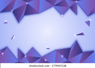 Abstract purple gradient low polygon  background with copy space for text and message in the middle. Template for presentation, flyer, brochure, backdrop or poster design.
