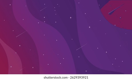 Abstract Purple Gradient Night Sky Background with Stars and Shooting Stars