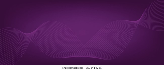 Abstract purple gradient vector banner with waves.