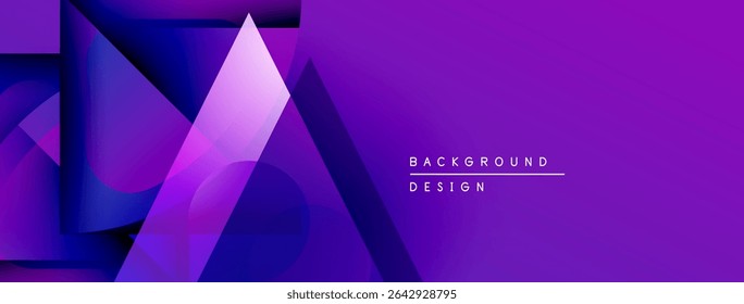 Abstract purple gradients form geometric shapes. Modern design elements create dynamic visual texture. Minimalist aesthetic, suitable for backgrounds.
