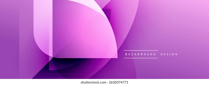 Abstract purple gradients form overlapping shapes. Modern design evokes fluidity, depth, visual interest. Minimalist aesthetic suits various projects.