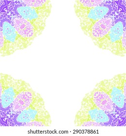 Abstract purple green mandala. Floral ornamental border . Round pattern, oriental style. Decor for your design, lace ornament. Vector illustration.