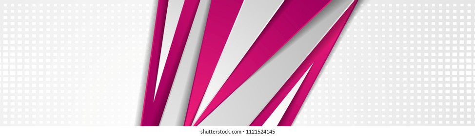 Resumen de diseño de pancartas geométricas de tecnología morada y gris. Fondo corporativo de encabezado web de vectores