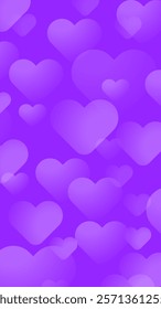 Abstract purple heart pattern vector portrait background